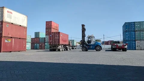 Stacked shipping containers Stock Footage 312023682