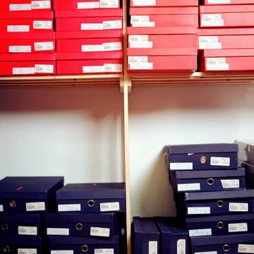 Stacked shoe boxes Stock Photos