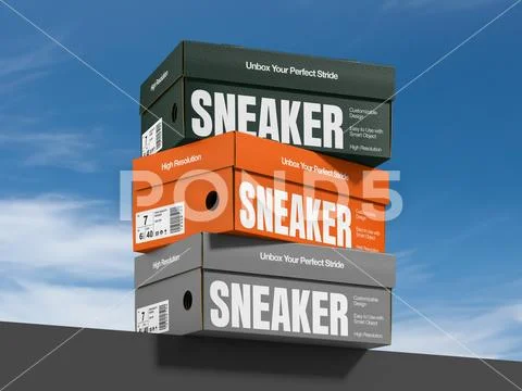Stacked Shoes Box Mockup 3D PSDテンプレート