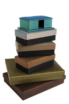 Stacked silk gift boxes Stock Photos