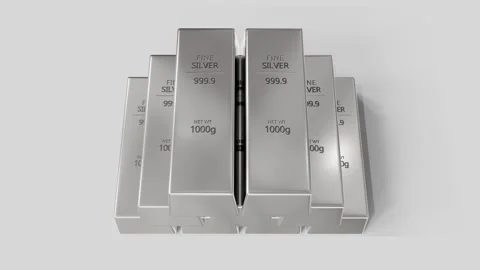 Stacked Silver Bars Top View Stock Footage 342686611
