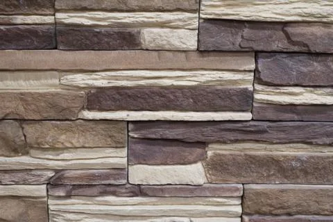 Stacked slate bricks wall texture, rough stone Stock Photos