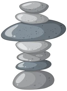 Stacked Smooth Stones in Minimalist Vector Illustration Stock Illustration
