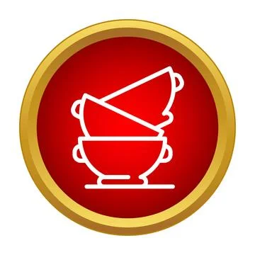 Stacked soup bowls kitchenware icon in red circle 库存插图