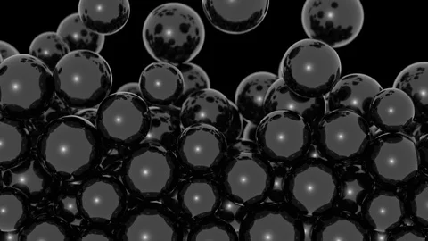Stacked spheres background - falling big black pearls - on black (FULL HD) Stock Footage 75008965