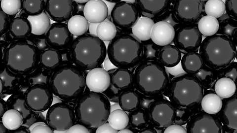 Stacked spheres background - falling big black and white spheres (FULL HD) Stock Footage 111771999