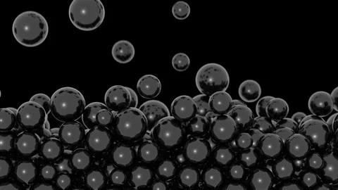 Stacked spheres background - falling black pearls in different sizes (FULL HD) Stock Footage 74924341