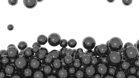 Stacked spheres background - falling gray pearls in different sizes (FULL HD) Stock Footage 75609383