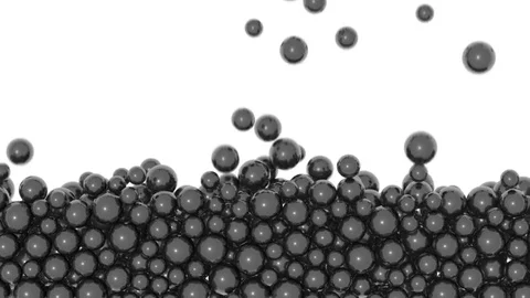 Stacked spheres background - falling small gray pearls - on white (FULL HD) Stock Footage 75209708