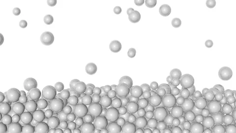 Stacked spheres background - falling small white pearls - on white (FULL HD) Stock Footage 75211851