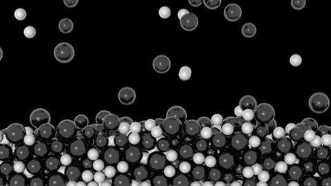 Stacked spheres background - falling small black and white pearls (FULL HD) Stock Footage 75932178
