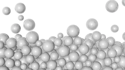 Stacked spheres background - falling white pearls in different sizes (FULL HD) Stock Footage 75611196