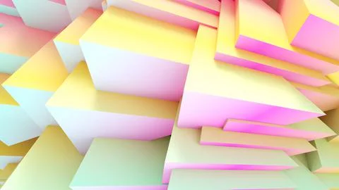 Stacked square structure abstract background yellow and pink gradient, geomet 스톡 일러스트