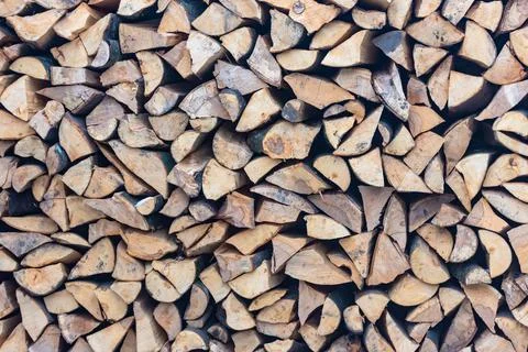 Stacked stack of firewood Stock Photos