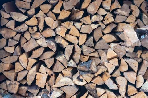 Stacked stack of firewood Stock Photos