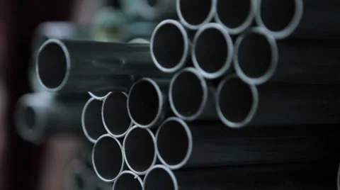 Stacked Steel Pipes Stock Footage 8665953