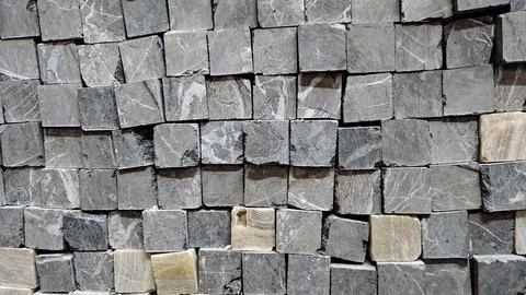 Stacked stone blocks in workshop Stock Photos
