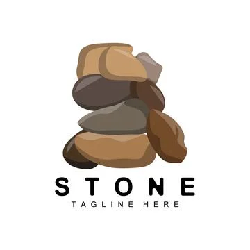 Stacked Stone Logo Design, Balancing Stone Vector, Building Material Stone .. イラスト素材