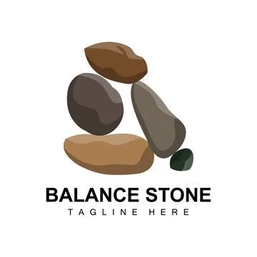 Stacked Stone Logo Design, Balancing Stone Vector, Building Material Stone .. イラスト素材