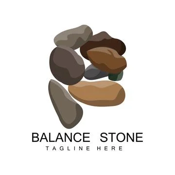 Stacked Stone Logo Design, Balancing Stone Vector, Building Material Stone .. Stock Illustration