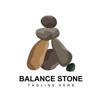 Stacked Stone Logo Design, Balancing Stone Vector, Building Material Stone .. Stock Illustration