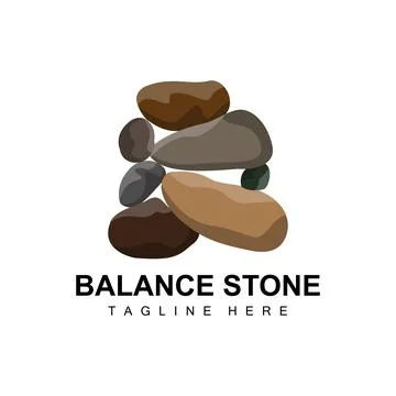 Stacked Stone Logo Design, Balancing Stone Vector, Building Material Stone .. Stock Illustration