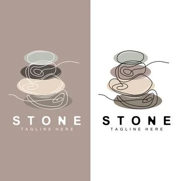 Stacked Stone Logo Design, Balancing Stone Vector, Building Material Stone .. イラスト素材