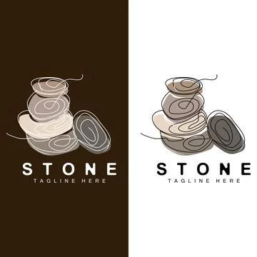 Stacked Stone Logo Design, Balancing Stone Vector, Building Material Stone .. イラスト素材