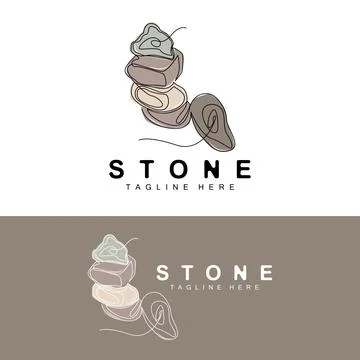 Stacked Stone Logo Design, Balancing Stone Vector, Building Material Stone .. イラスト素材