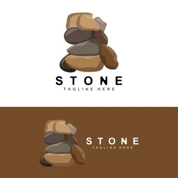 Stacked Stone Logo Design, Balancing Stone Vector, Building Material Stone .. Stock Illustration