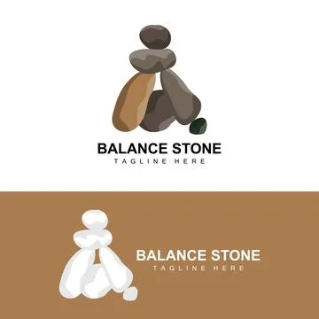 Stacked Stone Logo Design, Balancing Stone Vector, Building Material Stone .. イラスト素材