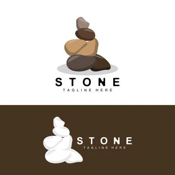 Stacked Stone Logo Design, Balancing Stone Vector, Building Material Stone .. イラスト素材