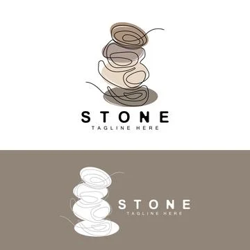 Stacked Stone Logo Design, Balancing Stone Vector, Building Material Stone .. Stock Illustration