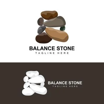 Stacked Stone Logo Design, Balancing Stone Vector, Building Material Stone .. Stock Illustration