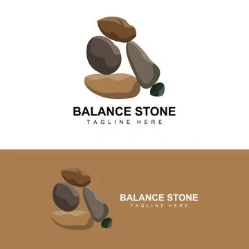 Stacked Stone Logo Design, Balancing Stone Vector, Building Material Stone .. Stock Illustration