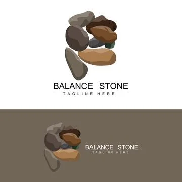 Stacked Stone Logo Design, Balancing Stone Vector, Building Material Stone .. イラスト素材