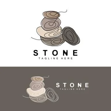 Stacked Stone Logo Design, Balancing Stone Vector, Building Material Stone .. イラスト素材