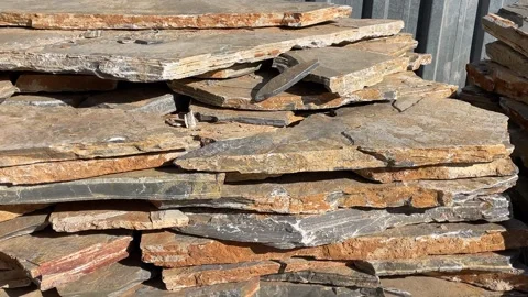Stacked stone slabs for construction material background with natural textu.. Stock Footage 328718716
