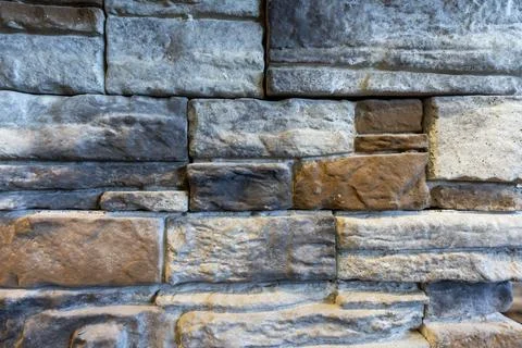 Stacked Stone Veneer Wall Texture - Natural Masonry Background Stock Photos