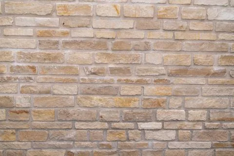 Stacked stone wall line background horizontal clear brown beige color 스톡 사진