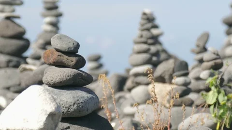 Stacked Stones Stock Footage 72938232