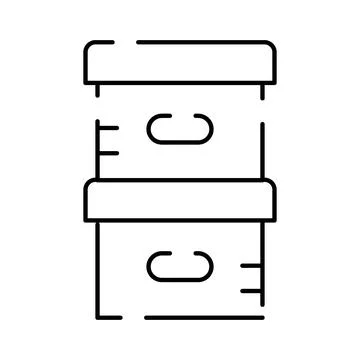 Stacked storage boxes outline icon illustration Stock Illustration