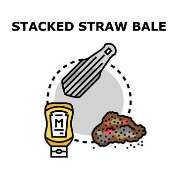 Stacked straw bale concept vector color illustration Stock Illustration