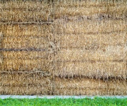 Stacked straw bales Stock Photos