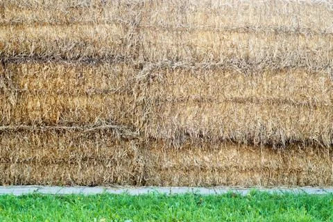Stacked straw bales Stock Photos