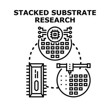 Stacked substrate research and semiconductor manufacturing process Stock Illustration