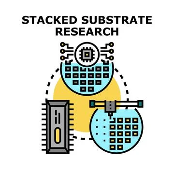 Stacked substrate research and semiconductor manufacturing process Stock Illustration