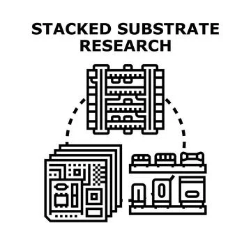 Stacked substrate research developing electronic components concept Stock Illustration