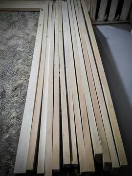 Stacked Thin Timber Boards for Carpentry and Construction Stock Photos