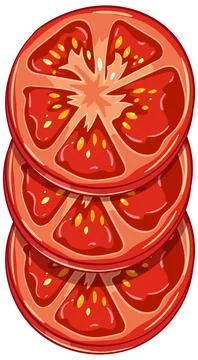Stacked Tomato Slices in Bright Vector Illustration Stock Illustration